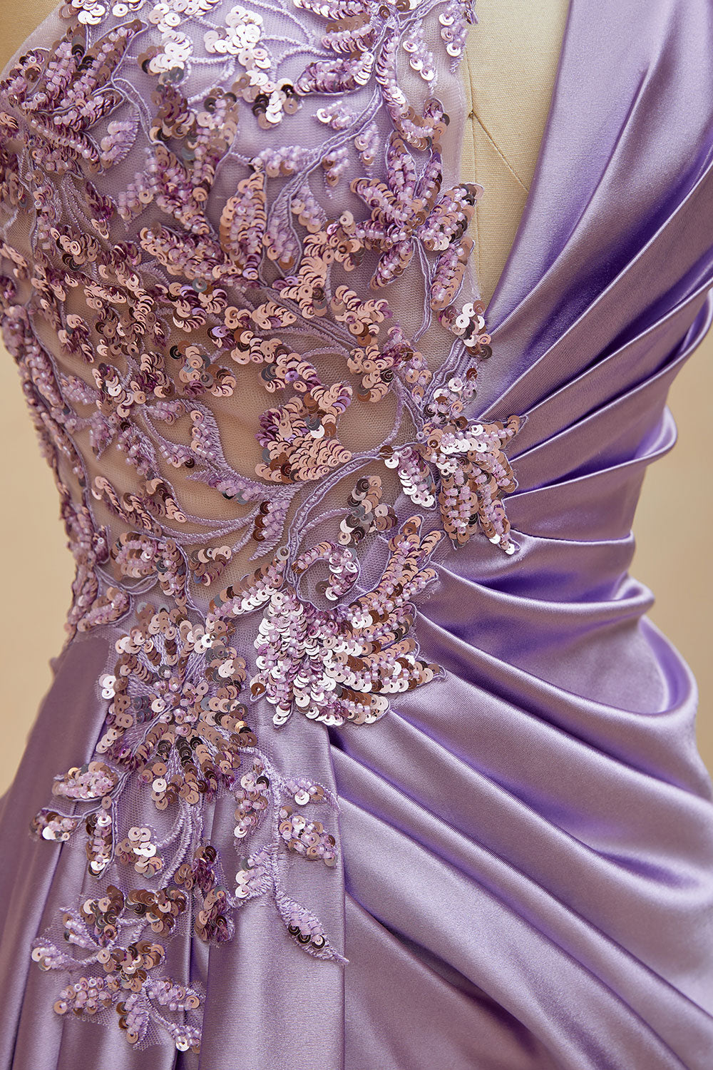 Luolandi Mermaid Satin One Shoulder Beaded Prom Dresses Sweep Train Sexy Evening Dresses