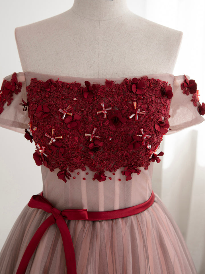 Luolandi Cute Tulle Lace Short Prom Dress Off the Shoulder Evening Dress Homecoming Dresses