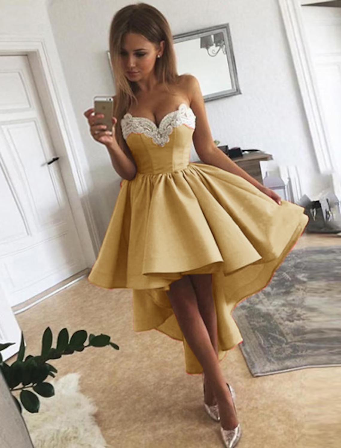 A-Line Cocktail Dresses Minimalist Dress Homecoming Asymmetrical Sleeveless Strapless Satin