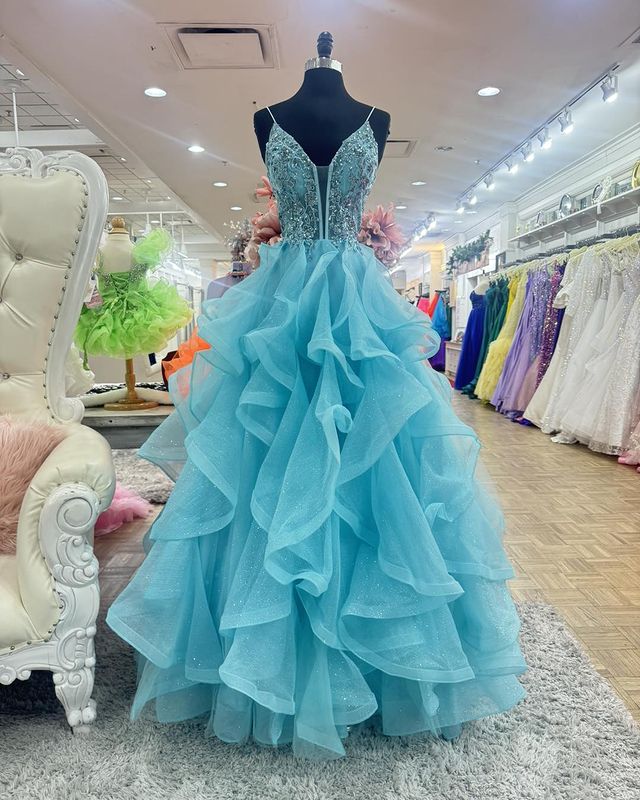 Luolandi V-Neck Real Made Beading Charming Long Sleeveless A-Line Backless Prom Dresses Sexy