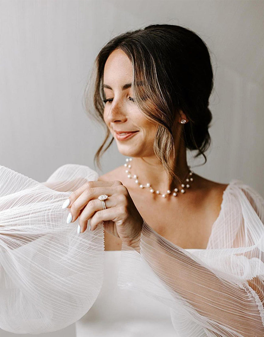 Luolandi Sheath Wedding Dress with Puff Sleeves Off Shoulder Floor Length Sexy