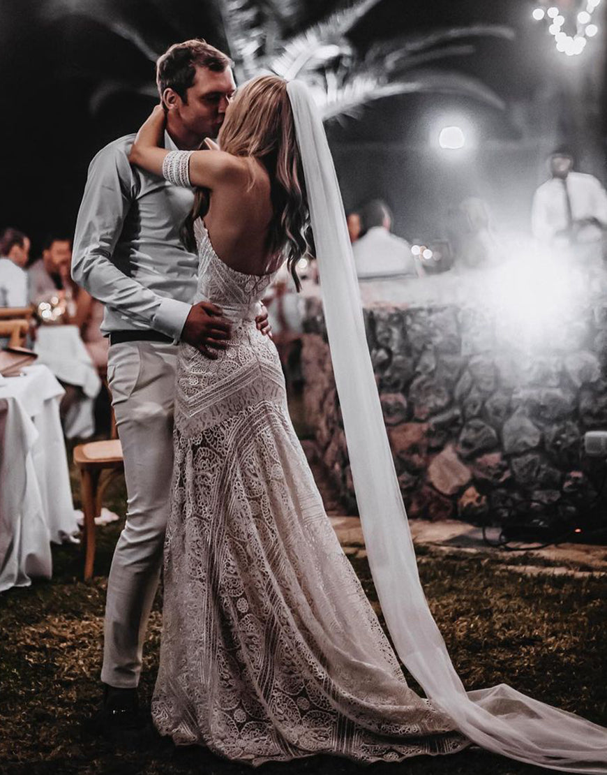 Luolandi Sweetheart Mermaid Lace Wedding Dress Off Shoulder Sexy Elegant