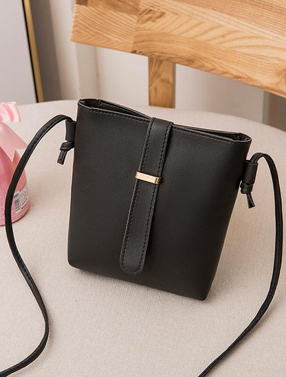 Women's Crossbody Bag Shoulder Bag Mobile Phone Bag PU Leather Office Daily Large Capacity Lightweight Durable Solid Color Black Yellow Pink