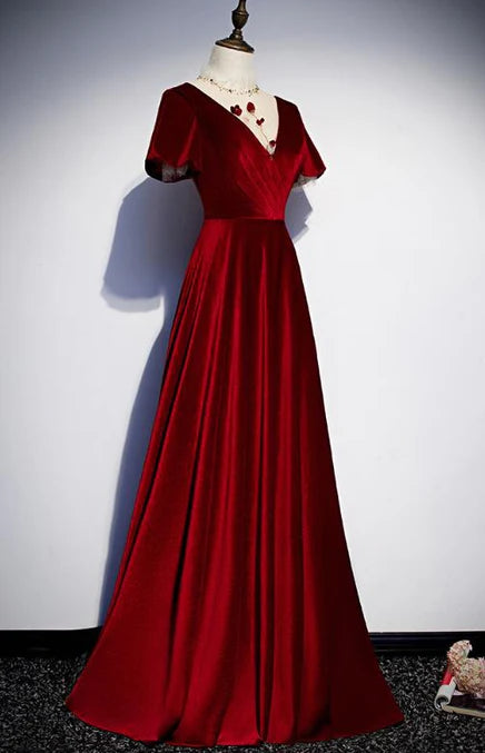 Luolandi Burgundy Velvet Long Prom Dress Charming Formal Gown Elegant Evening Dress
