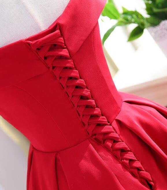 Luolandi Charming A Line Satin Off The Shoulder Homecoming Dress Simple Party Dress Elegant Cocktail Dress Formal Dress