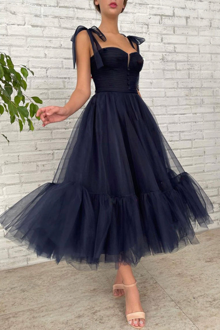 Luolandi Blue Tulle Short Prom Dresses Cute A-Line Homecoming Party Dresses Sexy