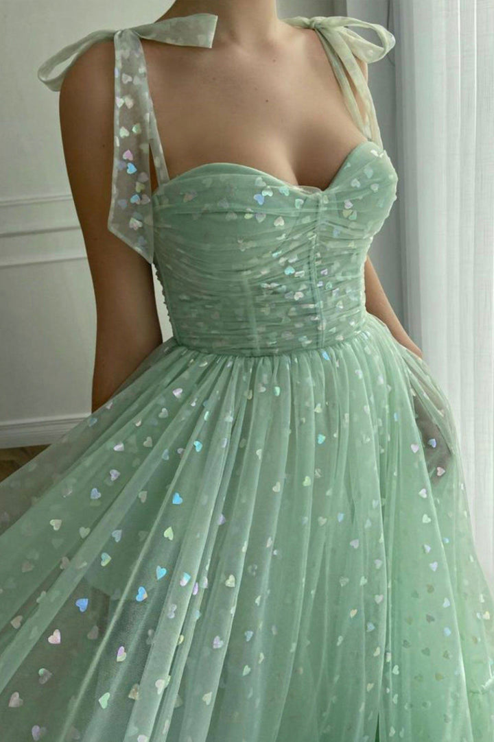 Luolandi Green Tulle Prom Dress A-Line Party Dress Sweetheart Homecoming Dresses