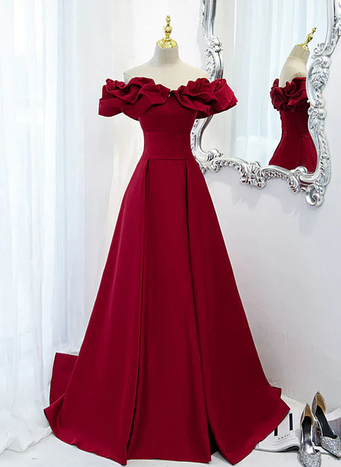 Luolandi Off Shoulder Wine Red Sweetheart Long Party Dress Prom Dress Evening Dress Formal Dress