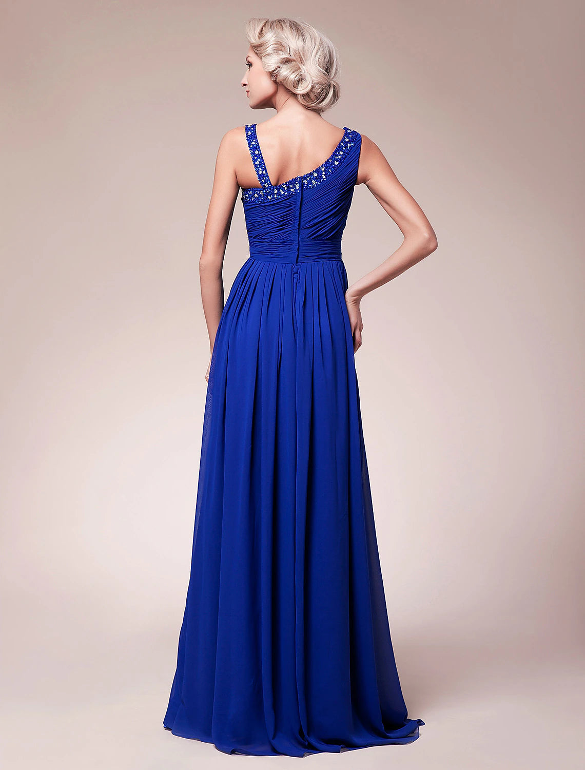 Luolandi A-Line Mother of the Bride Dress Sparkle & Shine Straps Floor Length Chiffon Sleeveless with Pleats