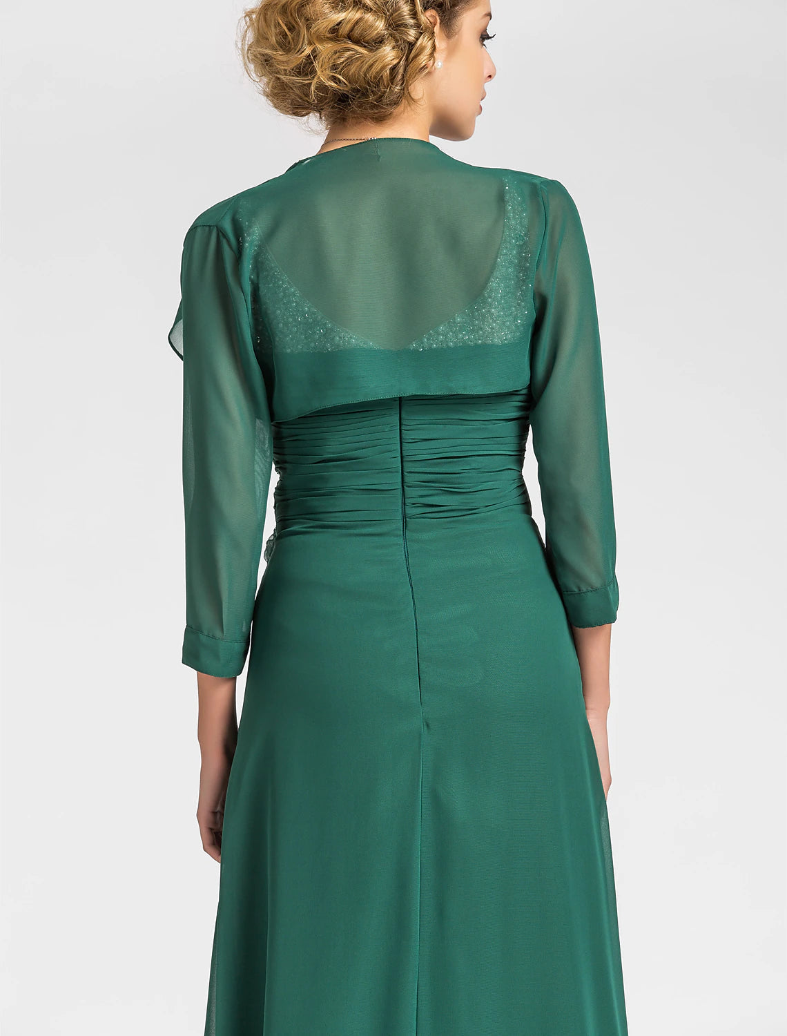 Luolandi Sheath / Column Mother of the Bride Dress V Neck Floor Length Chiffon Sleeveless with Criss Cross Beading