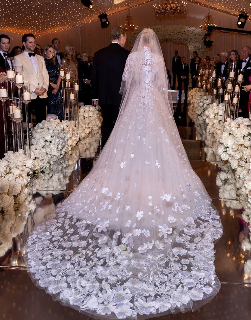 Luolandi High Neck Long Sleeves Paris Hilton Wedding Dress Beautiful Without Headscarf