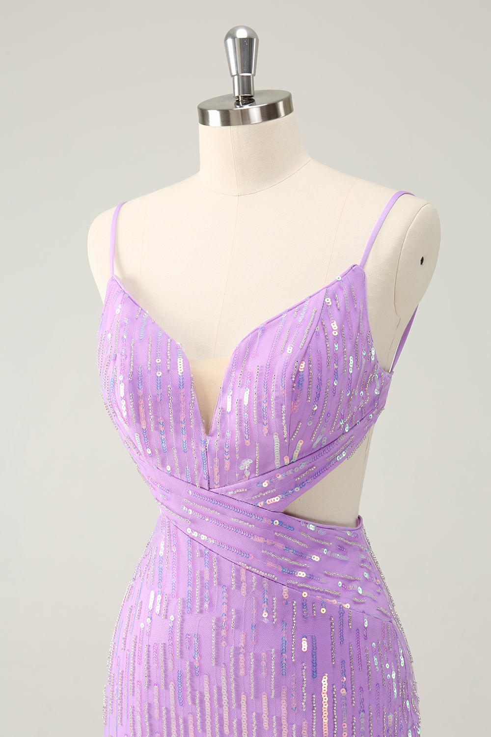 Luolandi Glitter Purple Bodycon Lace Up Back Short Homecoming Dress with Sequins Sparkly