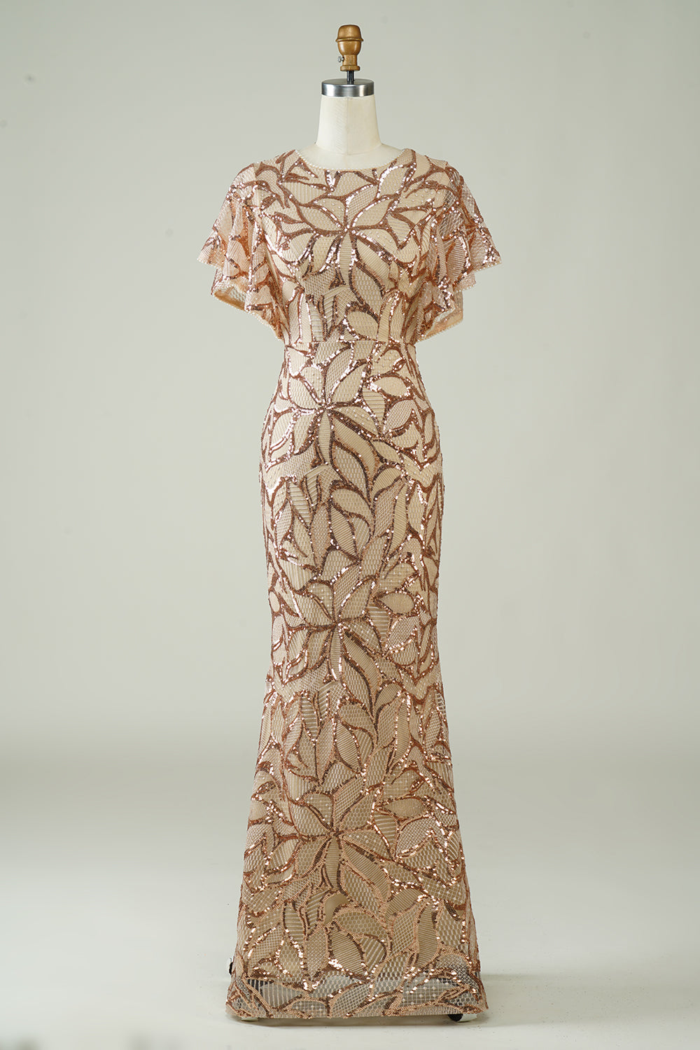 Luolandi Mermaid Sequins Long Prom Dress with Slit Back Sparkly Evening Dresses