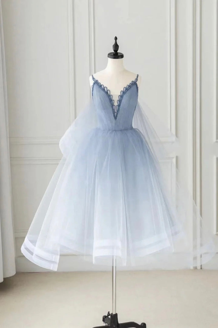 Luolandi Cute V-Neck Tulle Short Prom Dress A-Line Lovely Party Homecoming Dress