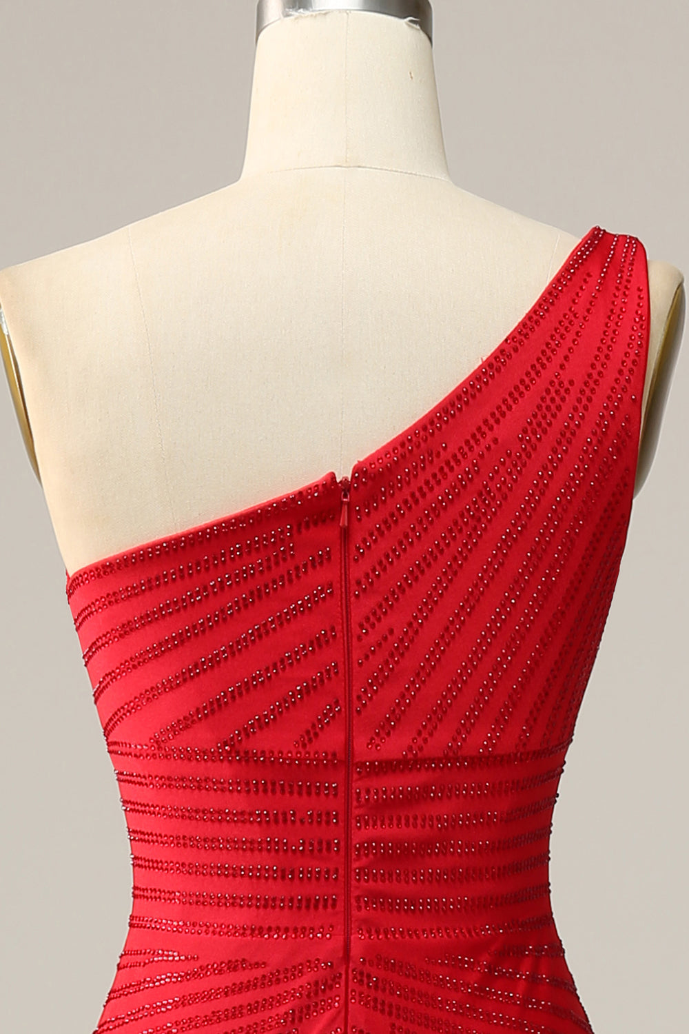 Luolandi Mermaid One Shoulder Long Prom Dress with Beading Floor Length With Slit