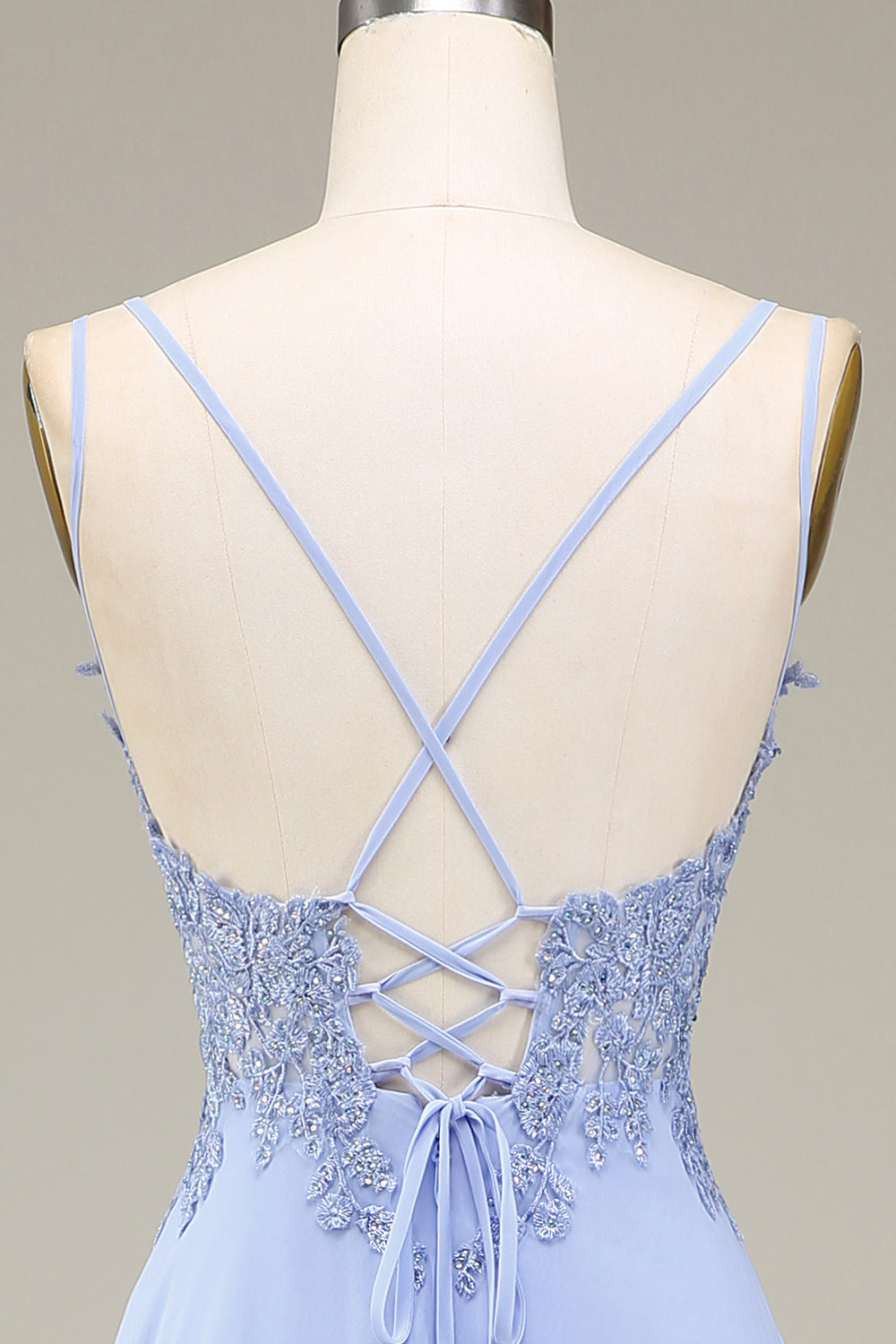 Luolandi A-Line Spaghetti Straps Long Appliques Prom Dress with Slit Charming Evening Dress