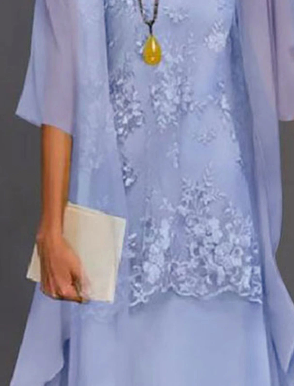 Luolandi Two Piece Sheath / Column Mother of the Bride Dress Fall Fall Wedding Guest Dresses Elegant Jewel Neck Tea Length Chiffon Lace Sleeveless Jacket Dresses