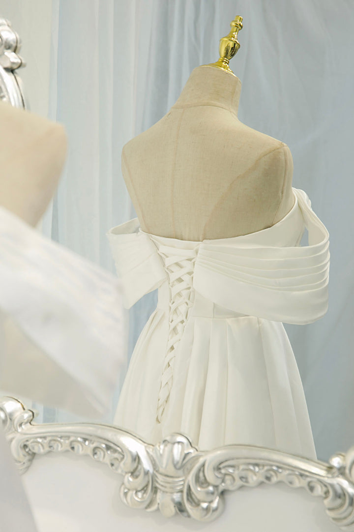 Luolandi Satin Long Prom Dress Off the Shoulder Evening Dress Wedding Dress