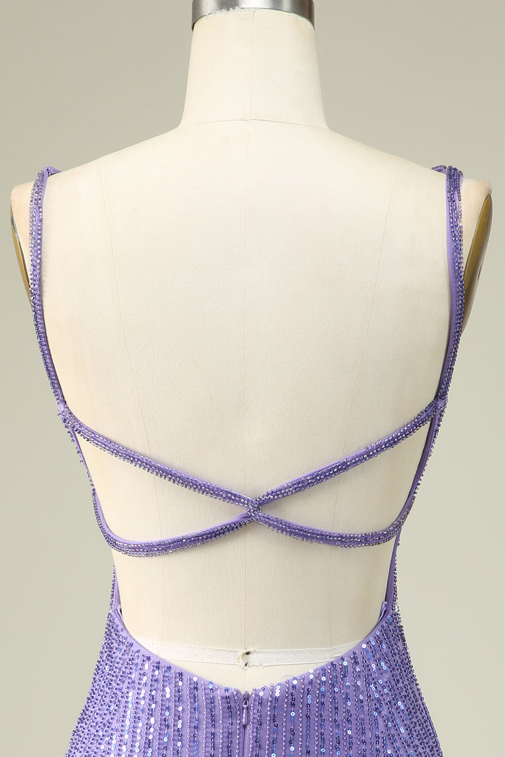 Luolandi Sparkly Purple Sheath Sequins Short Homecoming Dress with Lace-Up Back Sexy