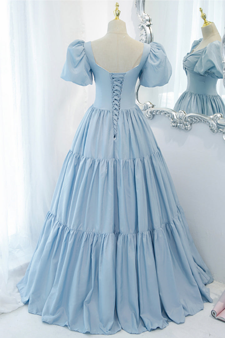 Luolandi Elegant A-Line Long Prom Dress Blue Formal Evening Dress Floor Length Party Dress