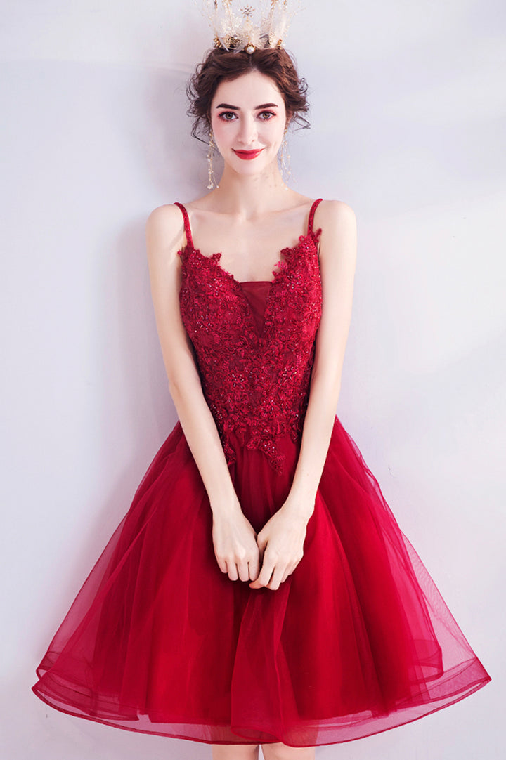 Luolandi Cute Lace Short Prom Dresses A-Line Homecoming Dresses Beautiful