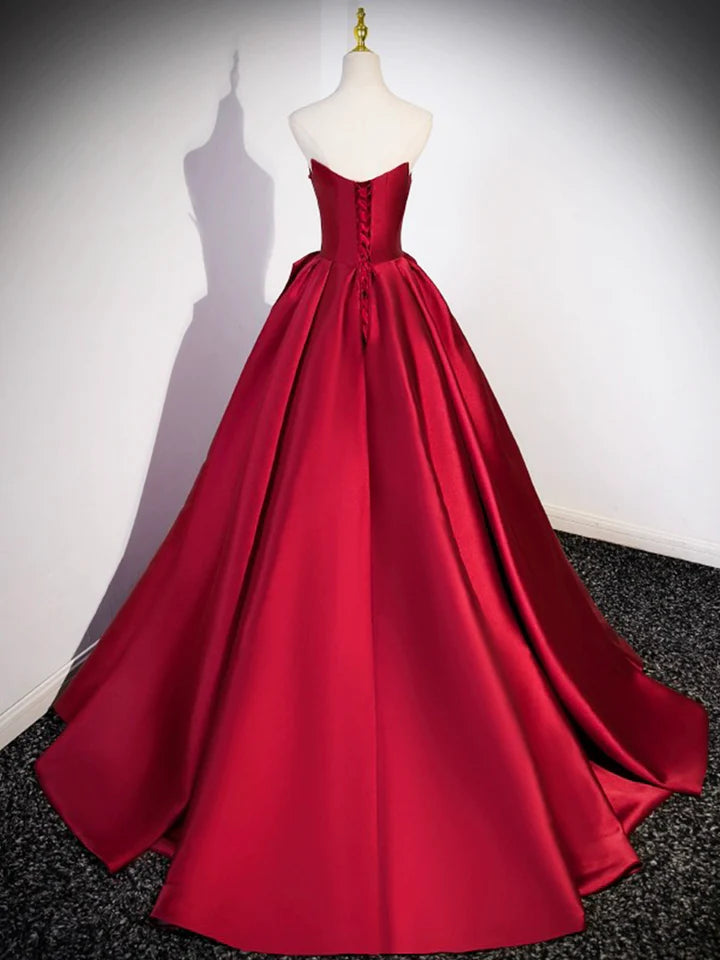 Luolandi Satin Strapless Long Prom Dress Beautiful A-Line Evening Party Dress Off Shoulder Sexy