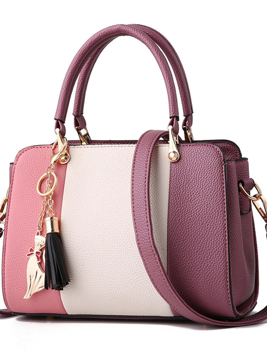 Women's Handbag Crossbody Bag Satchel Top Handle Bag PU Leather Daily Going out Color Block Light Pink Purple spell Black