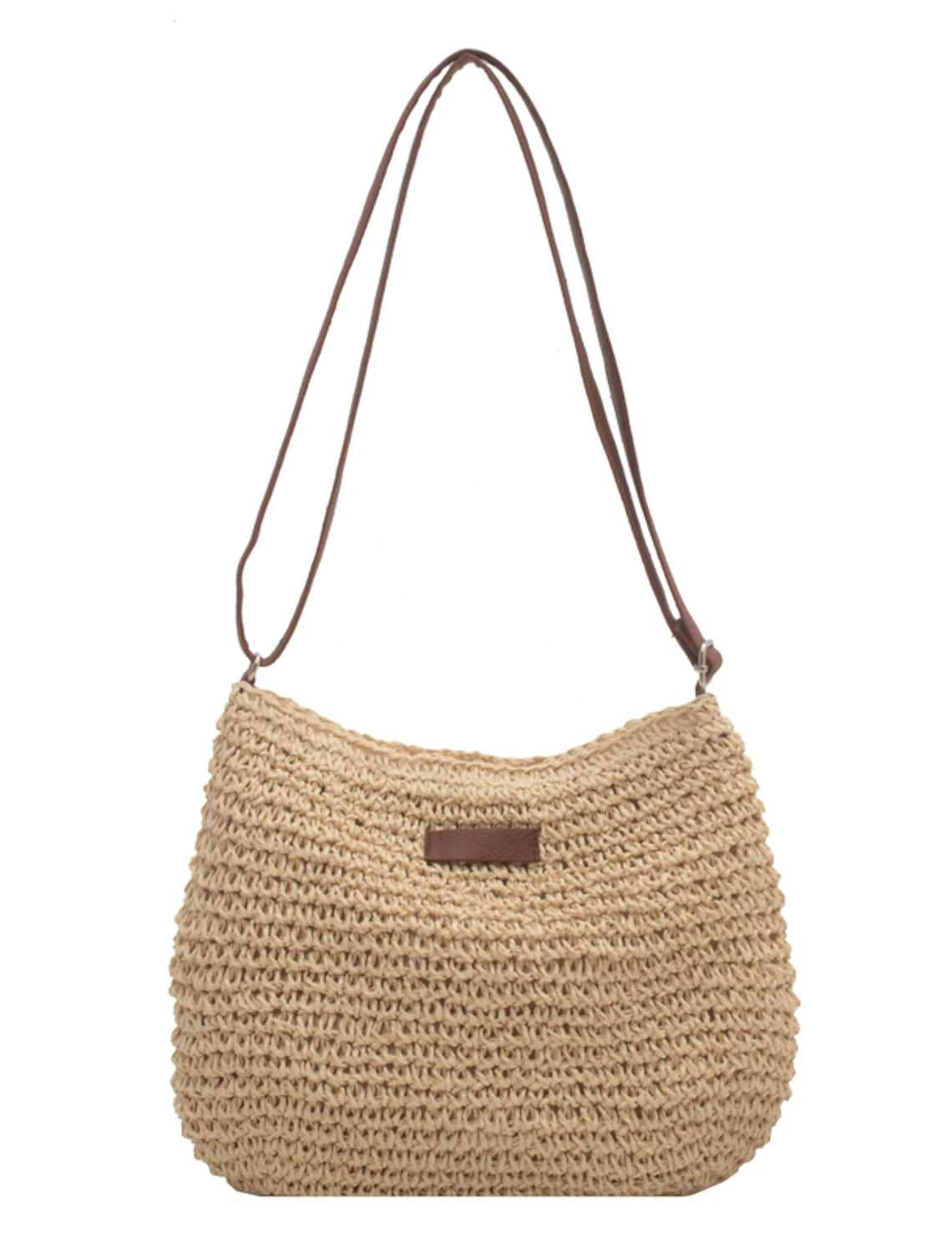 Women's Straw Bag Straw Holiday Going out Solid Color Khaki Beige