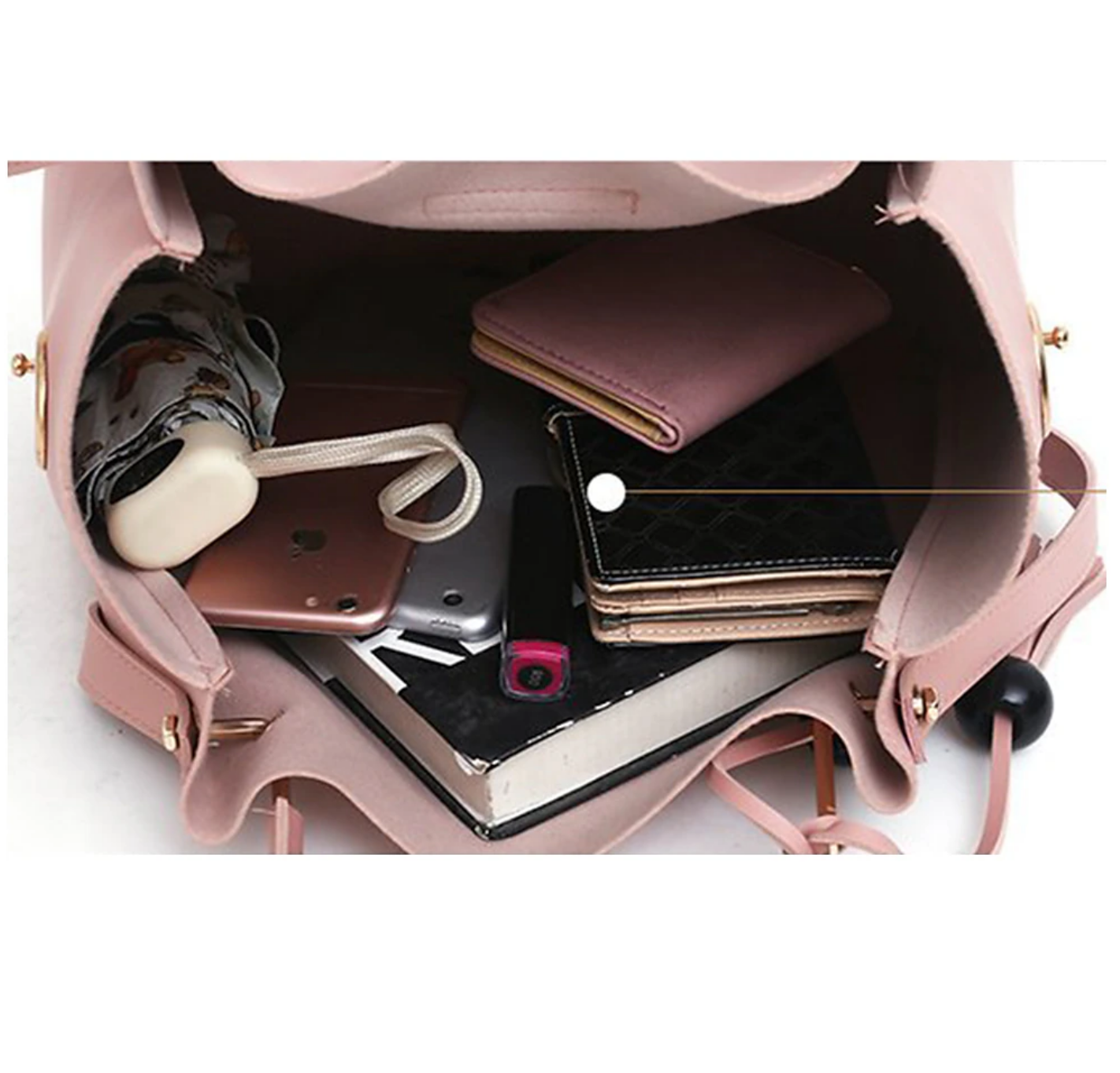 Women's Handbag Crossbody Bag Bag Set Bucket Bag PU Leather 3 Pieces Outdoor Office Shopping Tassel Zipper Chain Large Capacity Solid Color Black Pink Red