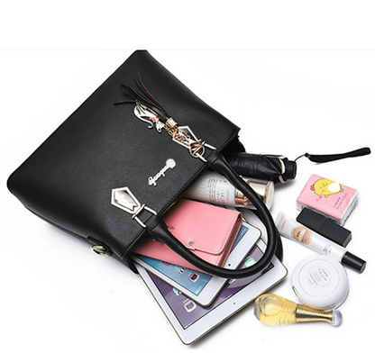Women's Top Handle Bag PU Leather Daily Date Office & Career Solid Color claret Rubber powder Black