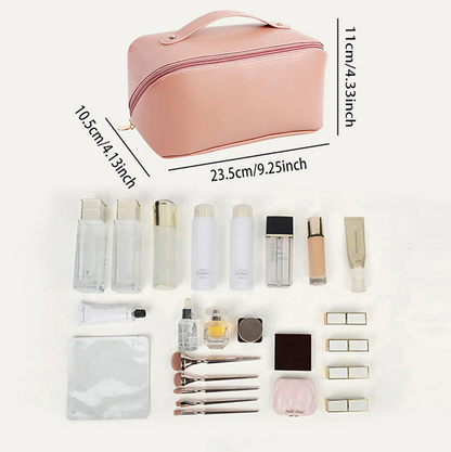 Travel Makeup Bag Sleek & Spacious Cosmetic Organizer Portable PU Makeup Pouch Women Waterproof Bathroom Washbag Multifunctional Toiletry Kit