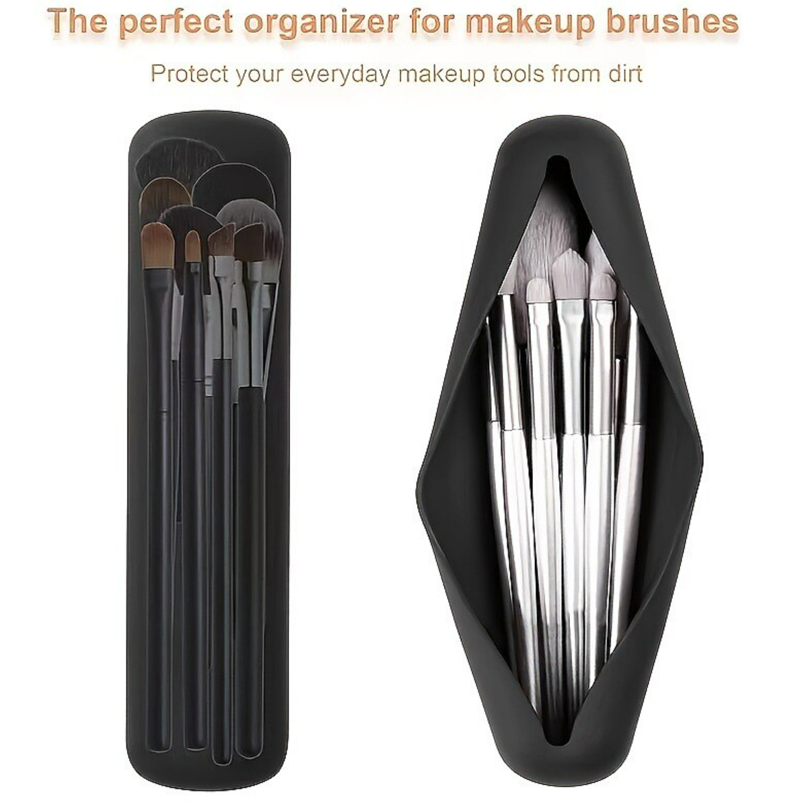 Travel Makeup Brush Holder Portable Modern Silicone Makeup Brush Holder Soft Stylish Makeup Tool Organizer For Travel