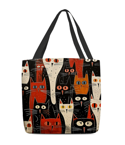 Women's Tote Shoulder Bag Canvas Tote Bag Polyester Shopping Holiday Print Large Capacity Foldable Lightweight Cat Black / White Black / Red Black