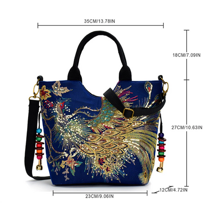 Women's Handbag Crossbody Bag Canvas Tote Bag Canvas Outdoor Daily Holiday Beading Animal Embroidery Black Red Blue