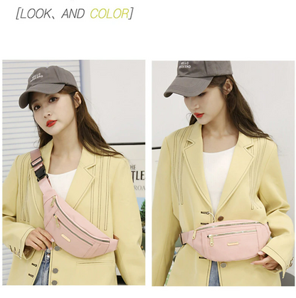 Women's Crossbody Bag Shoulder Bag Chest Bag Belt Bag Oxford Cloth Outdoor Shopping Zipper Large Capacity Foldable Lightweight Solid Color Black White Yellow