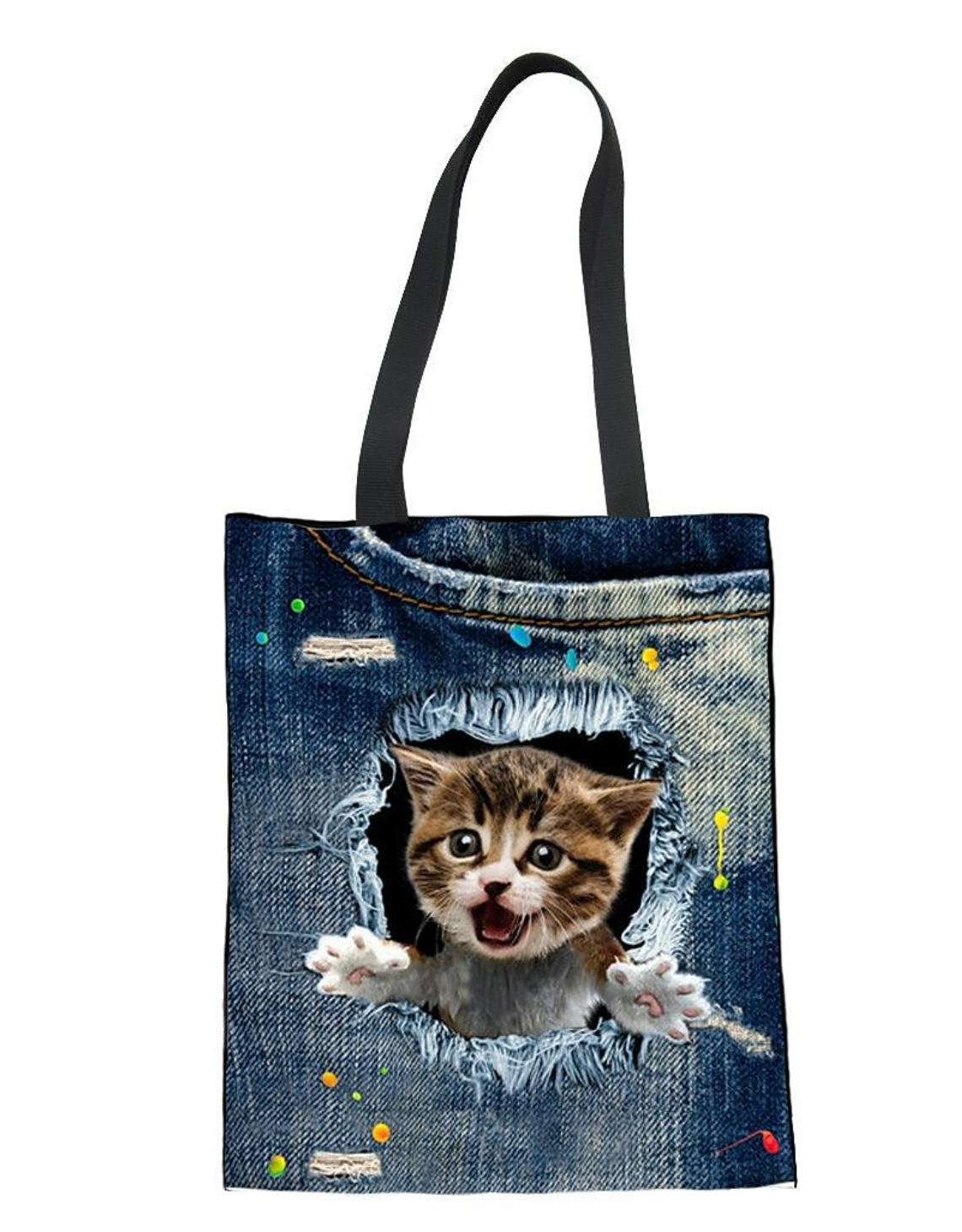 Women's Tote Shoulder Bag Canvas Tote Bag Polyester Shopping Holiday Print Large Capacity Foldable Lightweight Cat C3303Z22 CA4914Z22 CA4912Z22