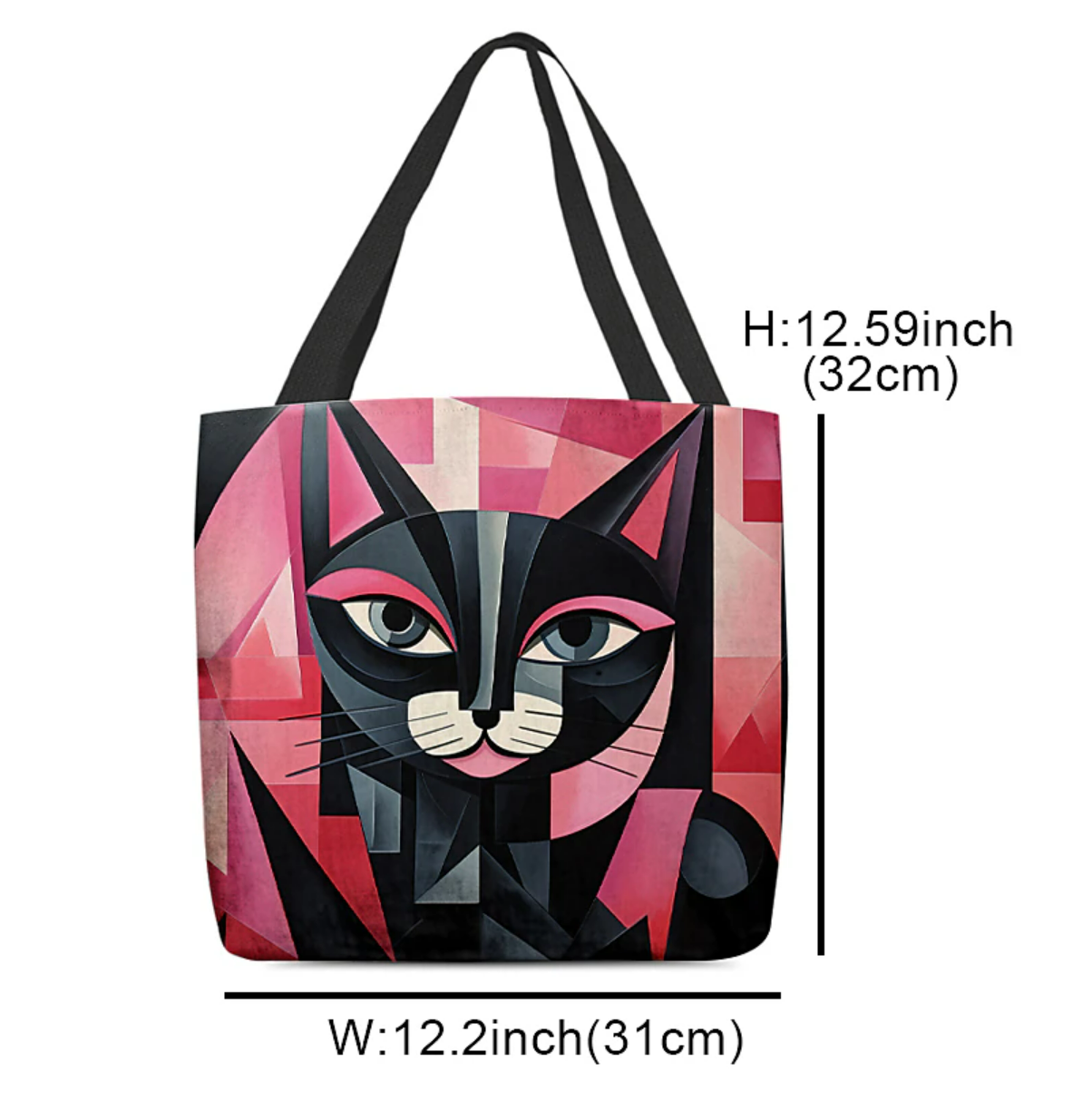 Women's Tote Shoulder Bag Canvas Tote Bag Polyester Shopping Holiday Print Large Capacity Foldable Lightweight Cat Black / Red Light Pink Light Red