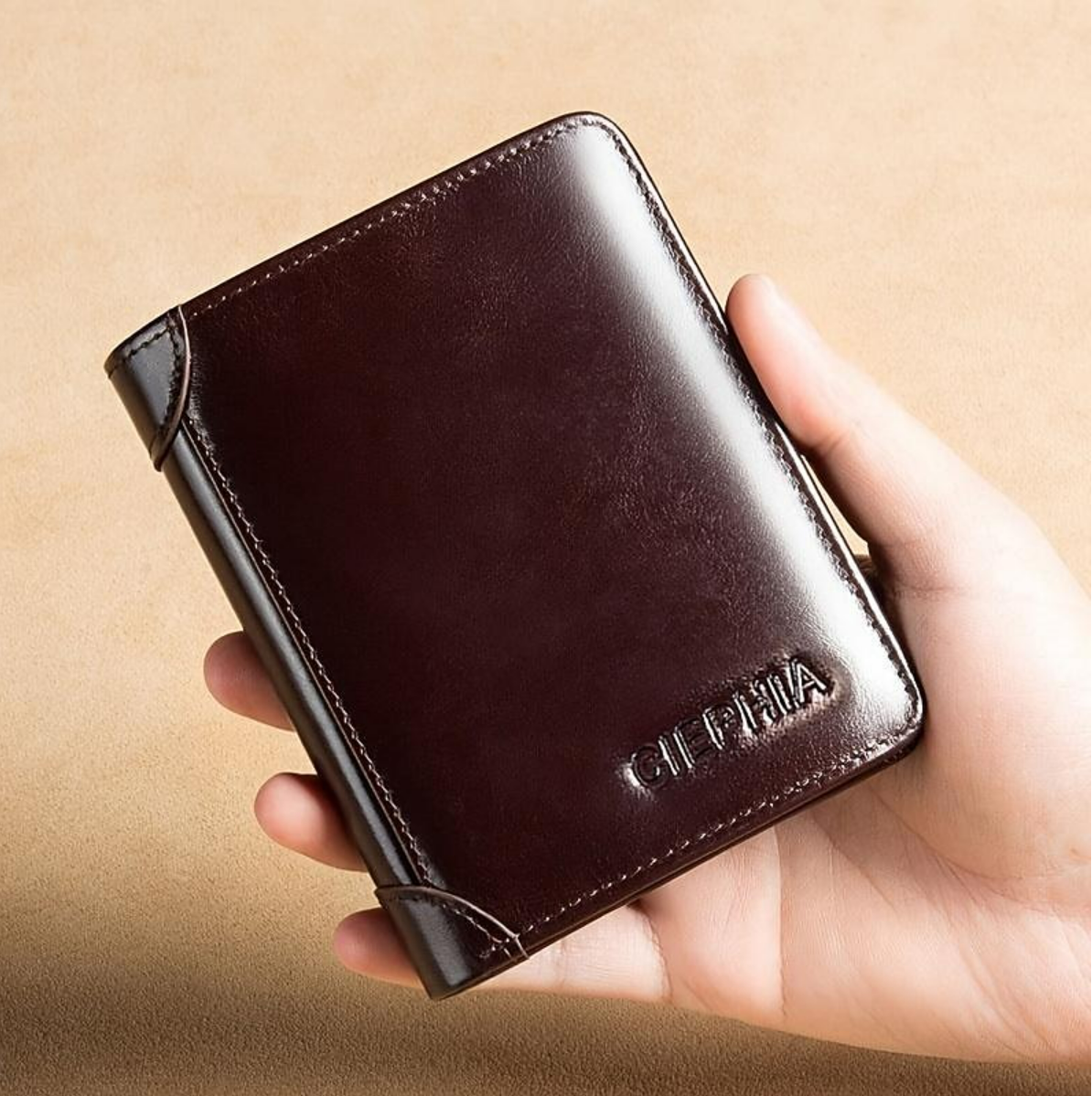 1pc Men's Genuine Leather Wallet RFID Anti-theft Brush Slim Short Wallet Multifunction Trifold Wallet Vintage Oil Wax Credit Card Wallet Give Gifts To Men On Valentine's Day