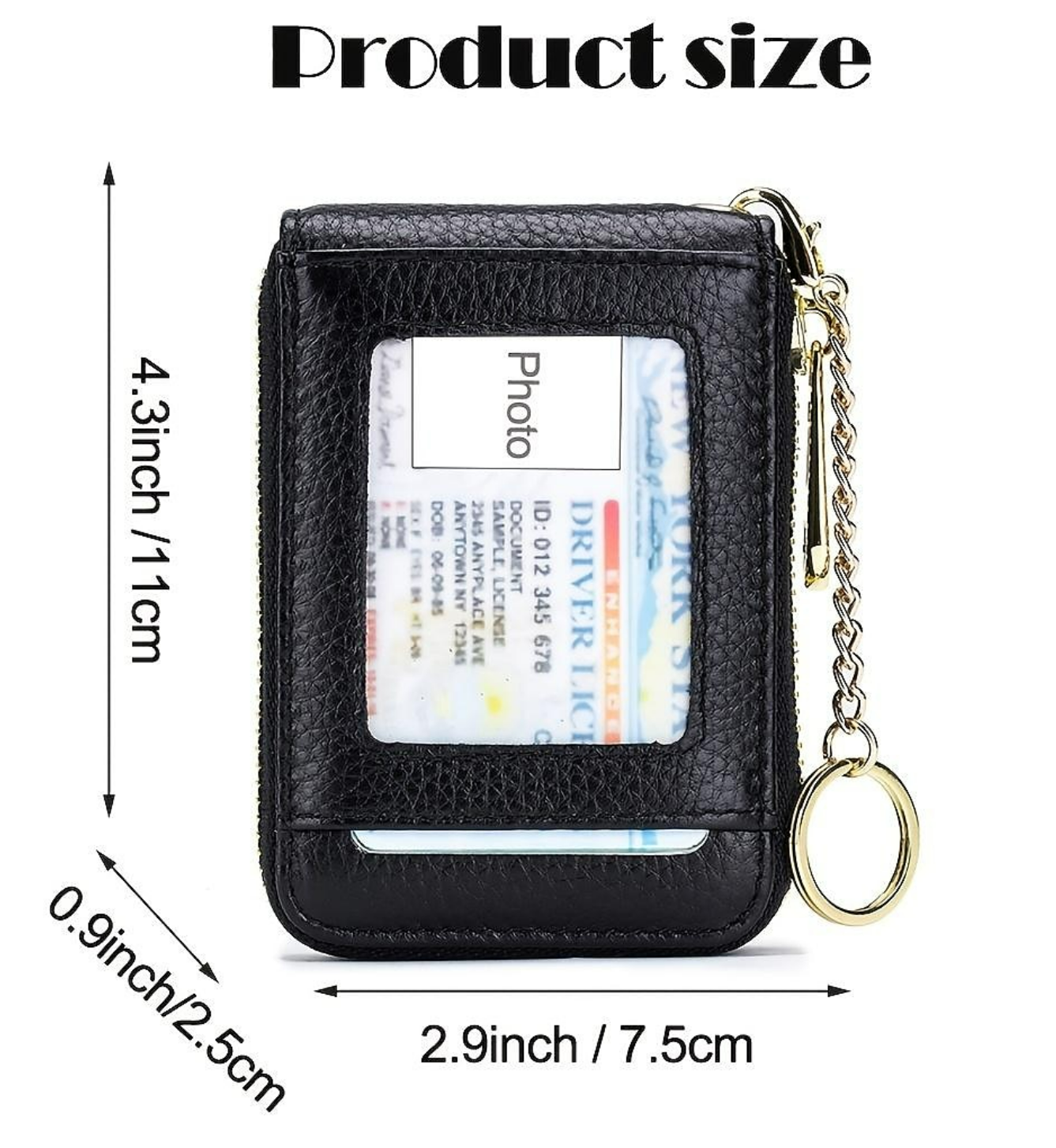 RFID Credit Card Holder, Casual Multi-compartment Wallet, Simple Zip Around Card Case