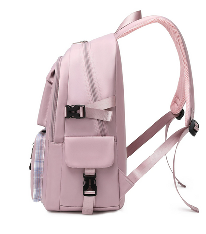 Men's Women's School Bag Bookbag Commuter Backpack School Traveling Solid Color Oxford Cloth Adjustable Large Capacity Waterproof Buttons Zipper Black Pink Purple