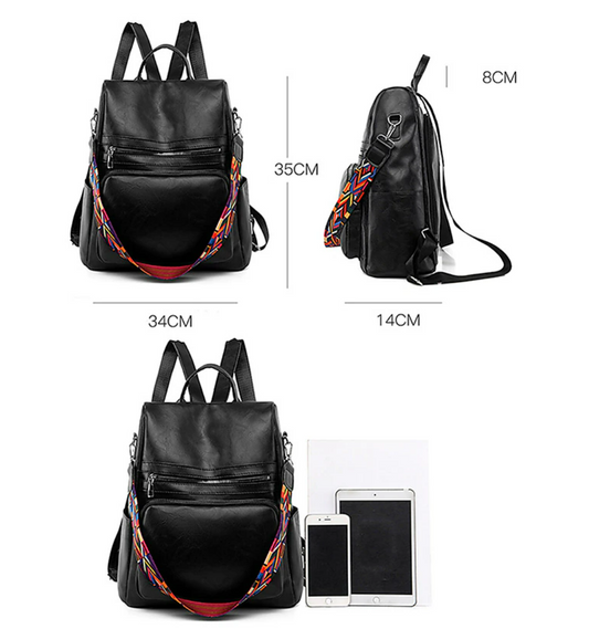 Women's Backpack School Bag Bookbag Commuter Backpack School Daily Solid Color PU Leather Large Capacity Waterproof Lightweight Zipper Coffee color Black Red