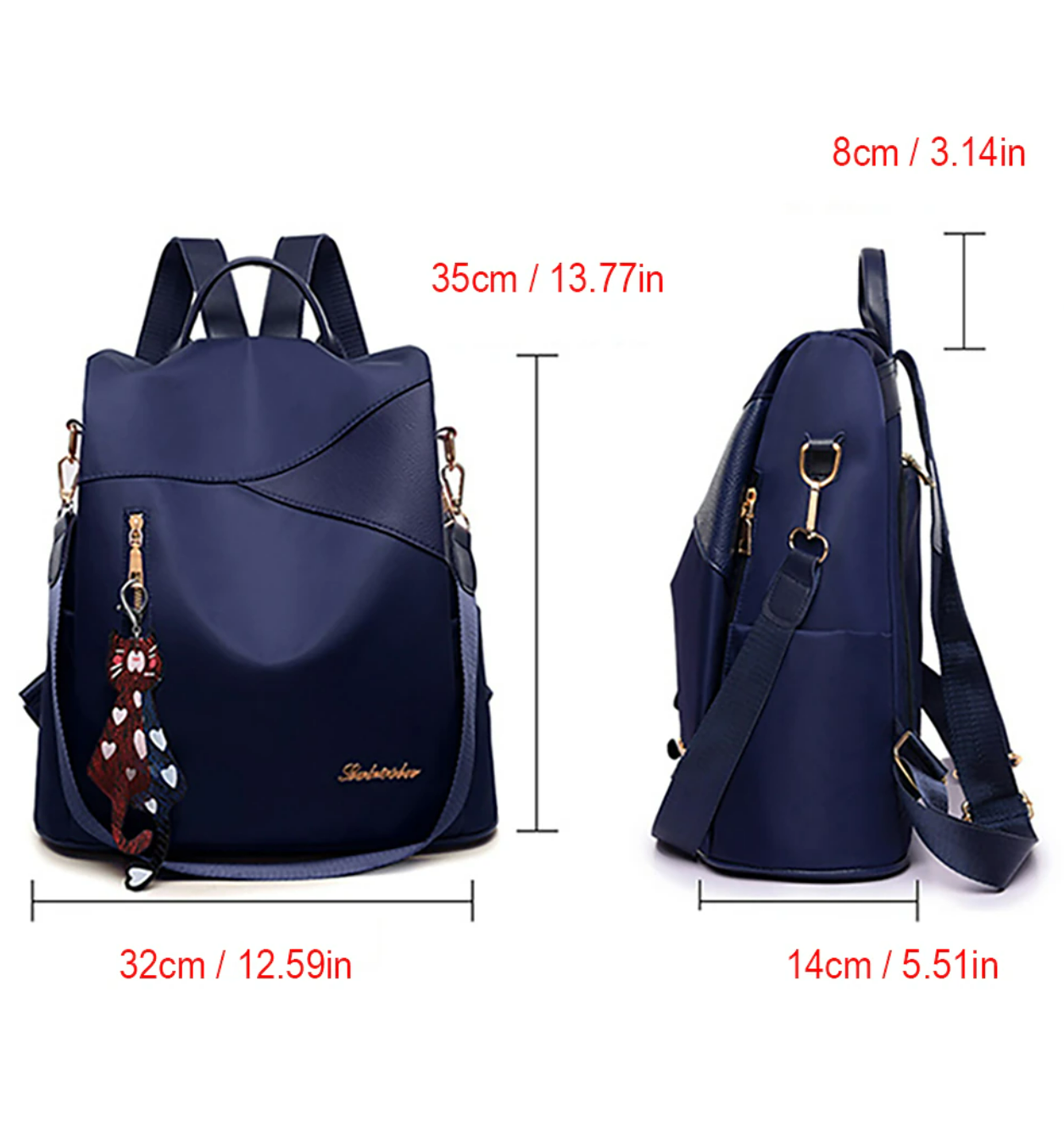 Women's Backpack School Bag Bookbag Commuter Backpack Outdoor Daily Solid Color Oxford Adjustable Waterproof Pendant Black Red Blue