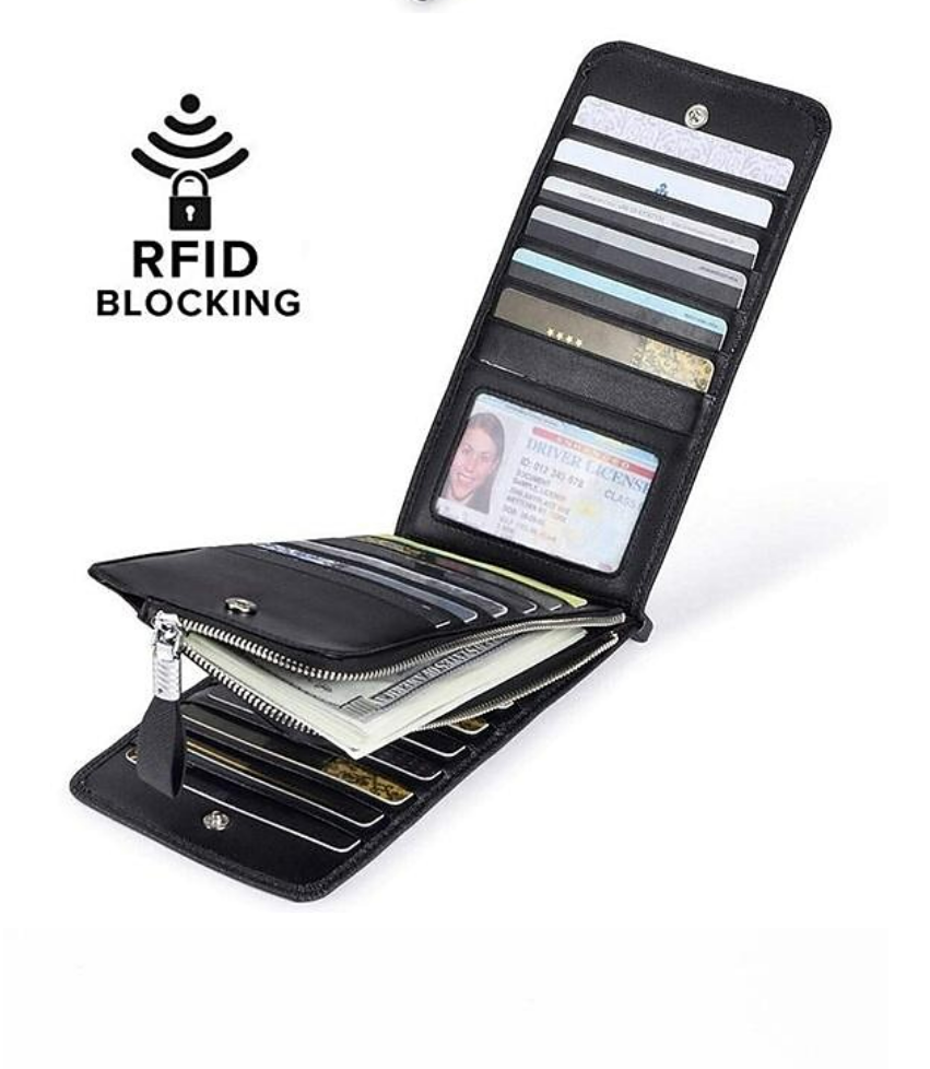 RFID Blocking Bifold Multi Card Case Wallet with Zipper Pocket Men/women Card Holder Wallet