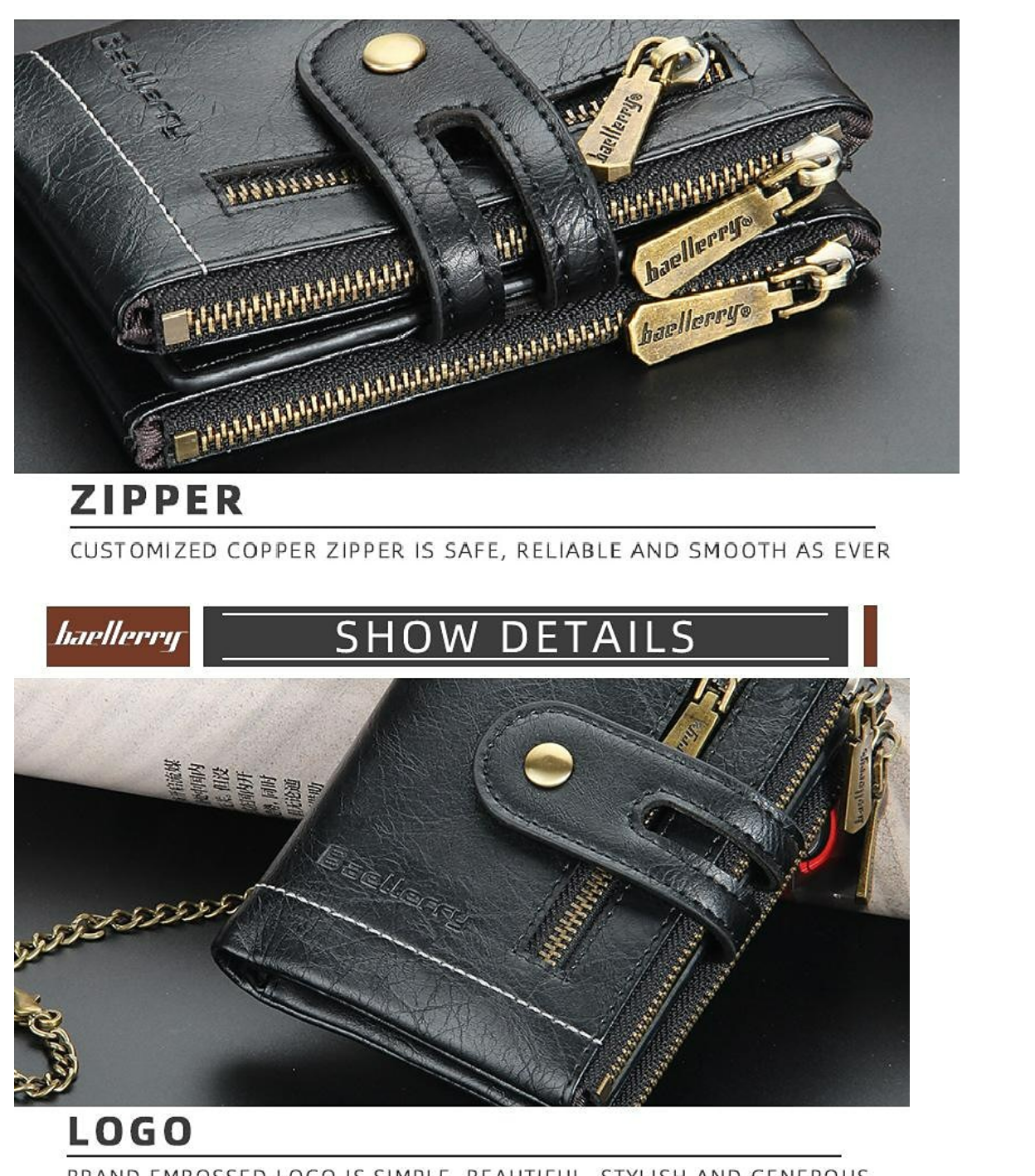 Card Holder Men Wallet Luxury Designer Purses Short Zipper Coin Purse multi-card slot tri-fold wallet Card Holder With Chain