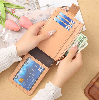 Women's Girls' Wallet Coin Purse Credit Card Holder Wallet PU Leather Shopping Daily Zipper Waterproof Lightweight Durable Solid Color Black Yellow Pink