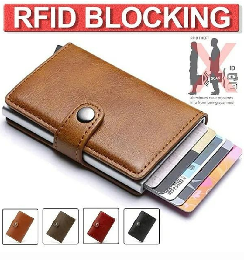 Pop Up RFID Credit Card Holder Wallet Credit Card Holders PU Leather Blocking Rfid Wallet Men Id Card Holder Aluminum Card Case Purse