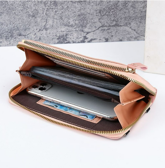 Women's Wallet Mobile Phone Bag PU Leather Office Daily Embossed Solid Color Earth Yellow Lake blue Black
