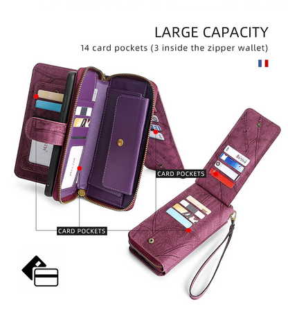 Phone Case For Samsung Galaxy S23 S22 Ultra Plus S21 FE S20 A14 A34 A54 A73 A53 A33 A72 A52 A42 Note 20 Ultra 10 Plus Wallet Case Zipper Full Body Protective with Phone Strap Solid Colored PC PU