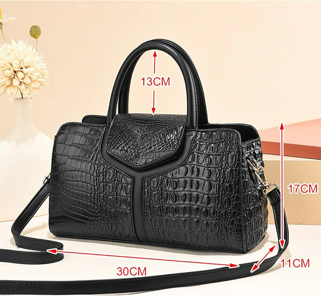 Women's Tote Shoulder Bag PU Leather Daily Date Office & Career Solid Color Crocodile claret Earth Yellow Black