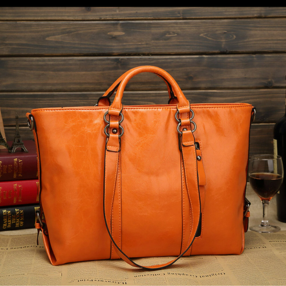 Women's Handbag Crossbody Bag Tote PU Leather Outdoor Office Shopping Zipper Large Capacity Solid Color Orange